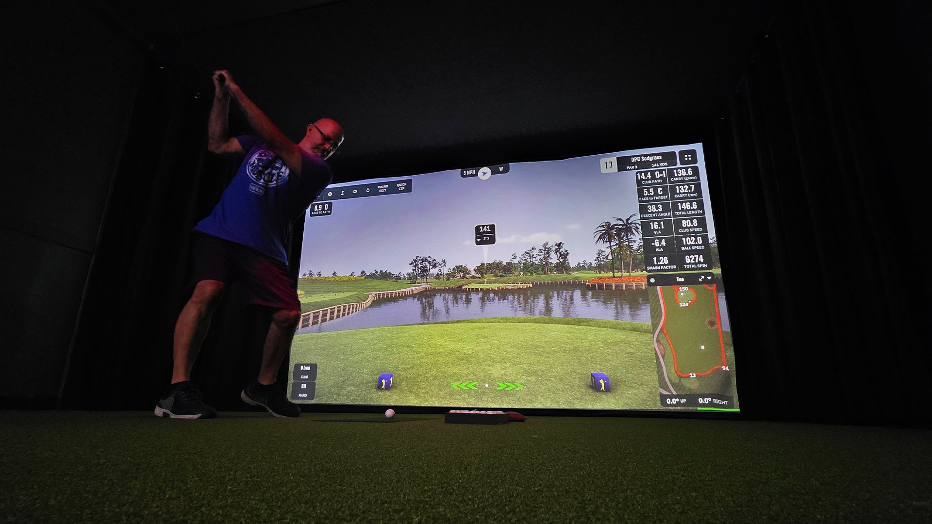 Golfer playing GSPro at Detroit Golf Sim Clawson
